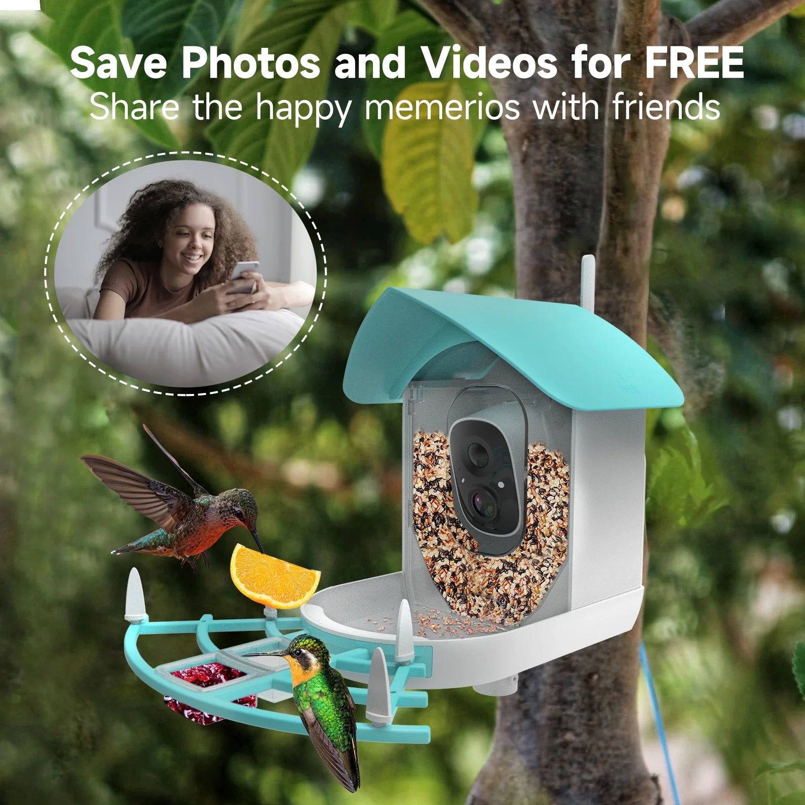 1080P Solar Powered Smart Bird Feeder with Camera B591