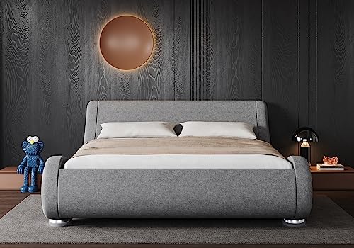 Queen Size Black Upholstered Platform Bed Frame C45165