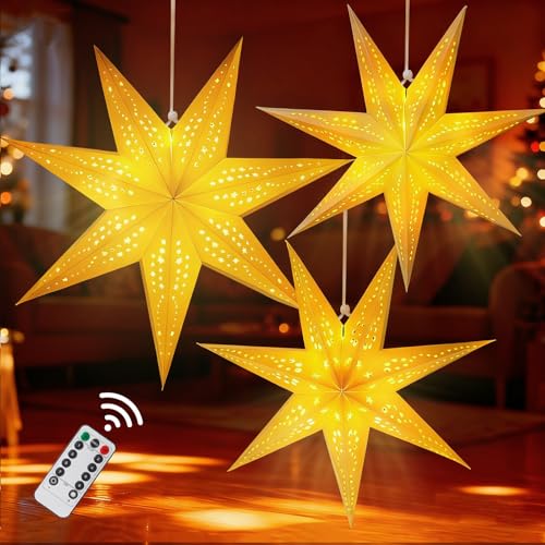 5Pcs Christmas Paper Snowflake Lanterns with LED Lights White Beige Khaki U504519