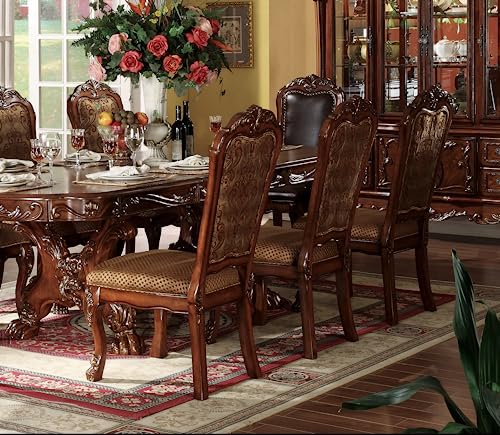 9pc Formal Dining Table Set with 6 Side Chairs and 2 Arm Chairs O496