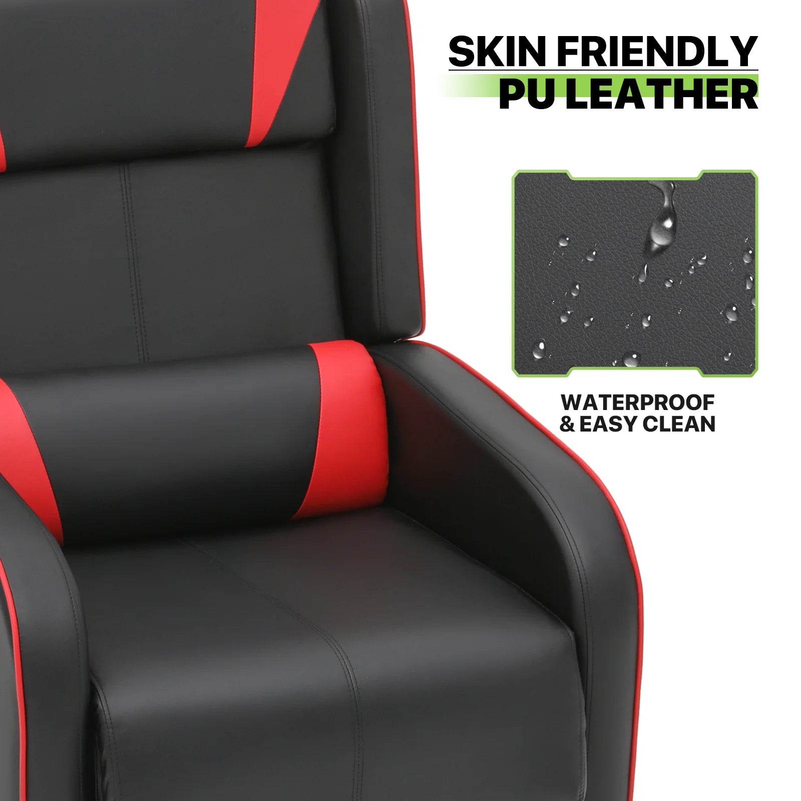 Red PU Leather Gaming Recliner Chair with Footrest O396124