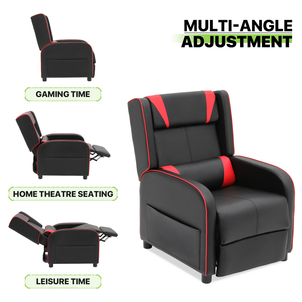 Red PU Leather Gaming Recliner Chair with Footrest O396124