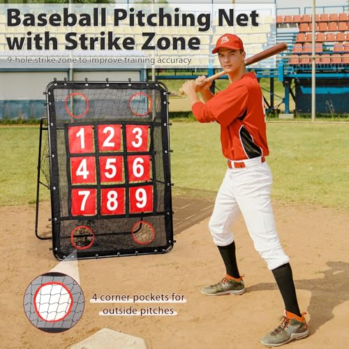 9 Hole Baseball Pitching Target with Carry Bag T5645