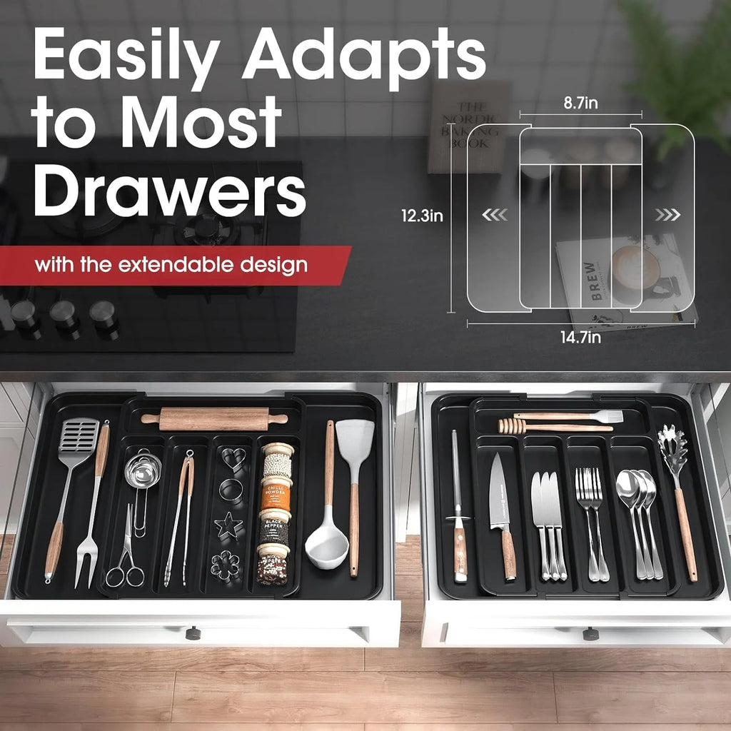 Black Medium Expandable Silverware Organizer C20365