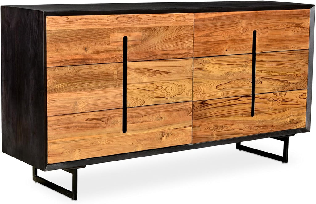 6 Drawers Solid Mango Wood Dresser Light Brown L3904
