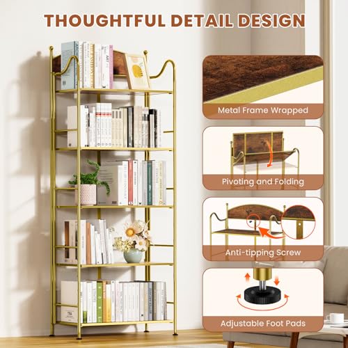 5 Shelf Black Folding Bookcase M54906