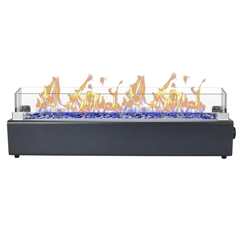 Black 28-inch Table Top Propane Fire Pit with Wind Glass Shield U5269