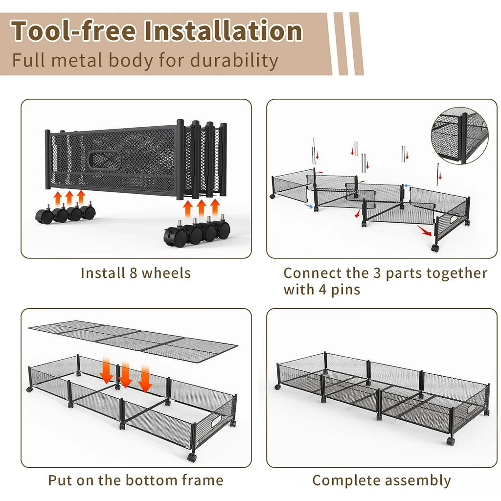 47.2'' Long Under Bed Storage on Wheels, 57.6L Large Capacity Foldable Drawers X817339
