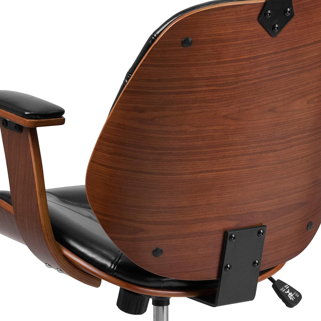 Black LeatherSoft Swivel Office Chair with Arms W7577