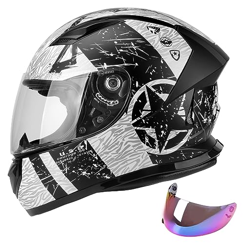 Lightweight Full Face Motorcycle Helmet with Extra Tinted Visor V3501
