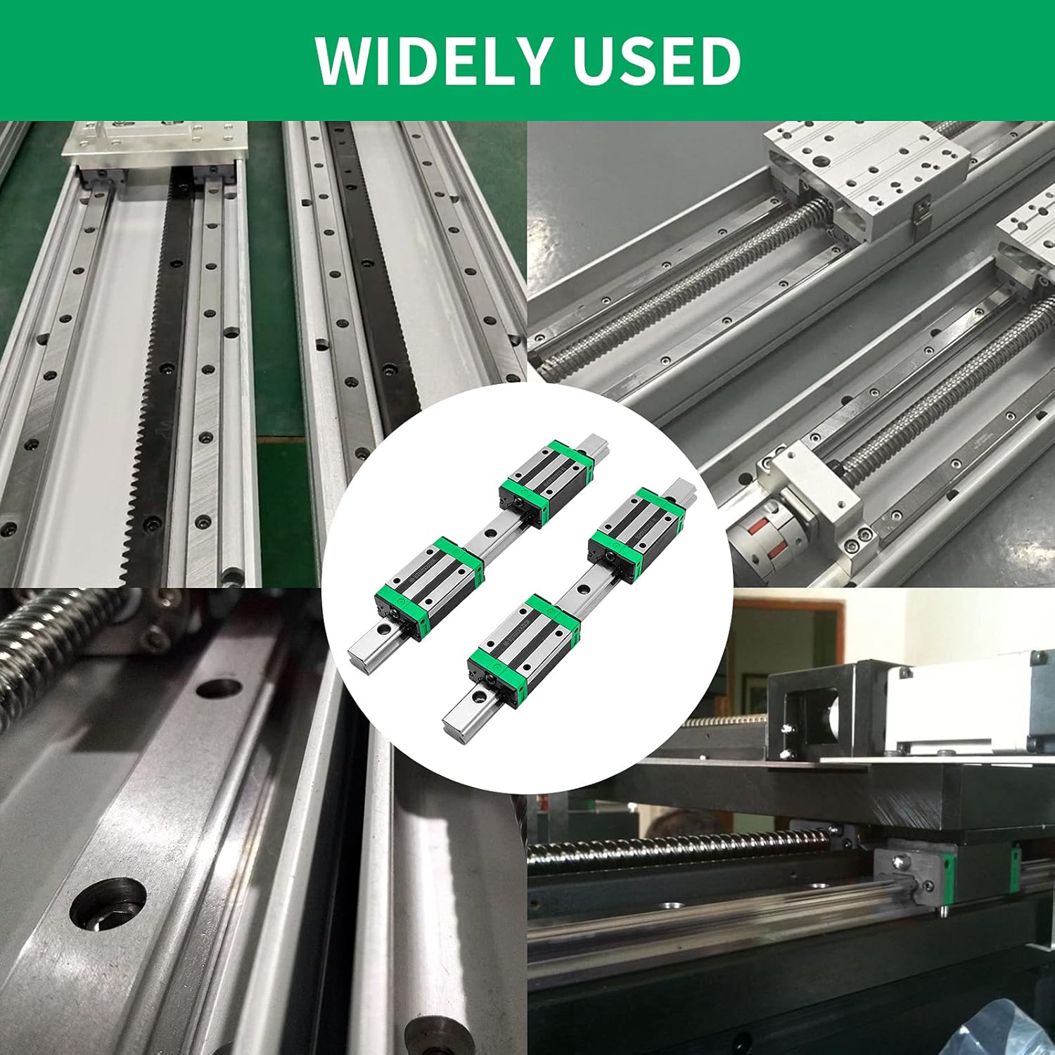 2X Linear Guideway Rail 4X Square Type Carriage Bearing Block Linear Rail Support for 15mm Slotted Bearings Z6524