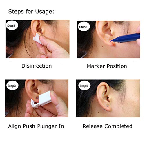 Disposable Self Mixed Colors Ear Piercing Gun Kit Tool (Gold) A7375