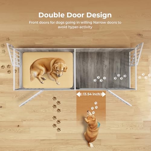 78 Inch Extra Large Double Dog Kennel Furniture with Removable Divider G93482