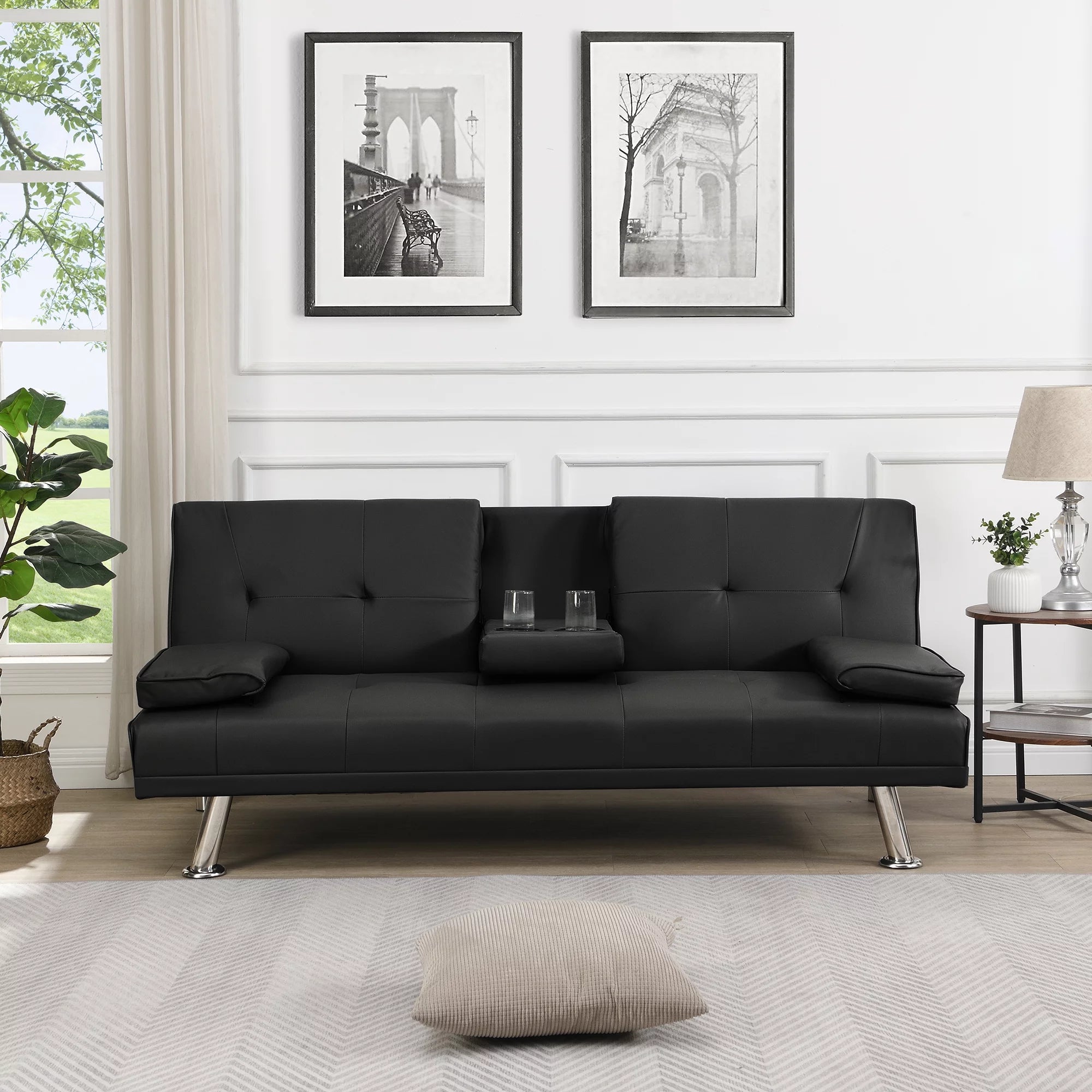 Futon Sofa Bed with Removable Armrests B6762