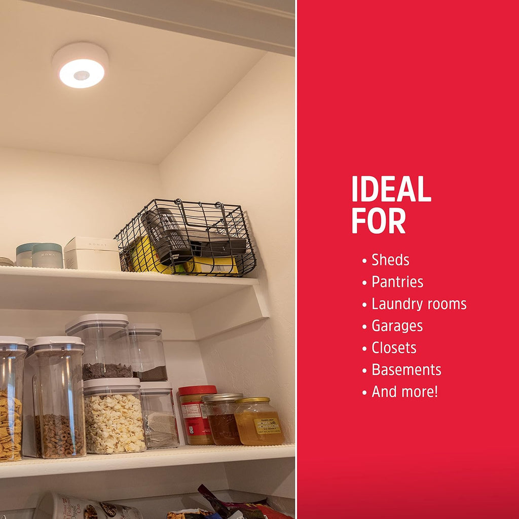 Motion Activated LED Ceiling Light, 2 Pack, Battery Operated, 100 Lumens, Wireless R528