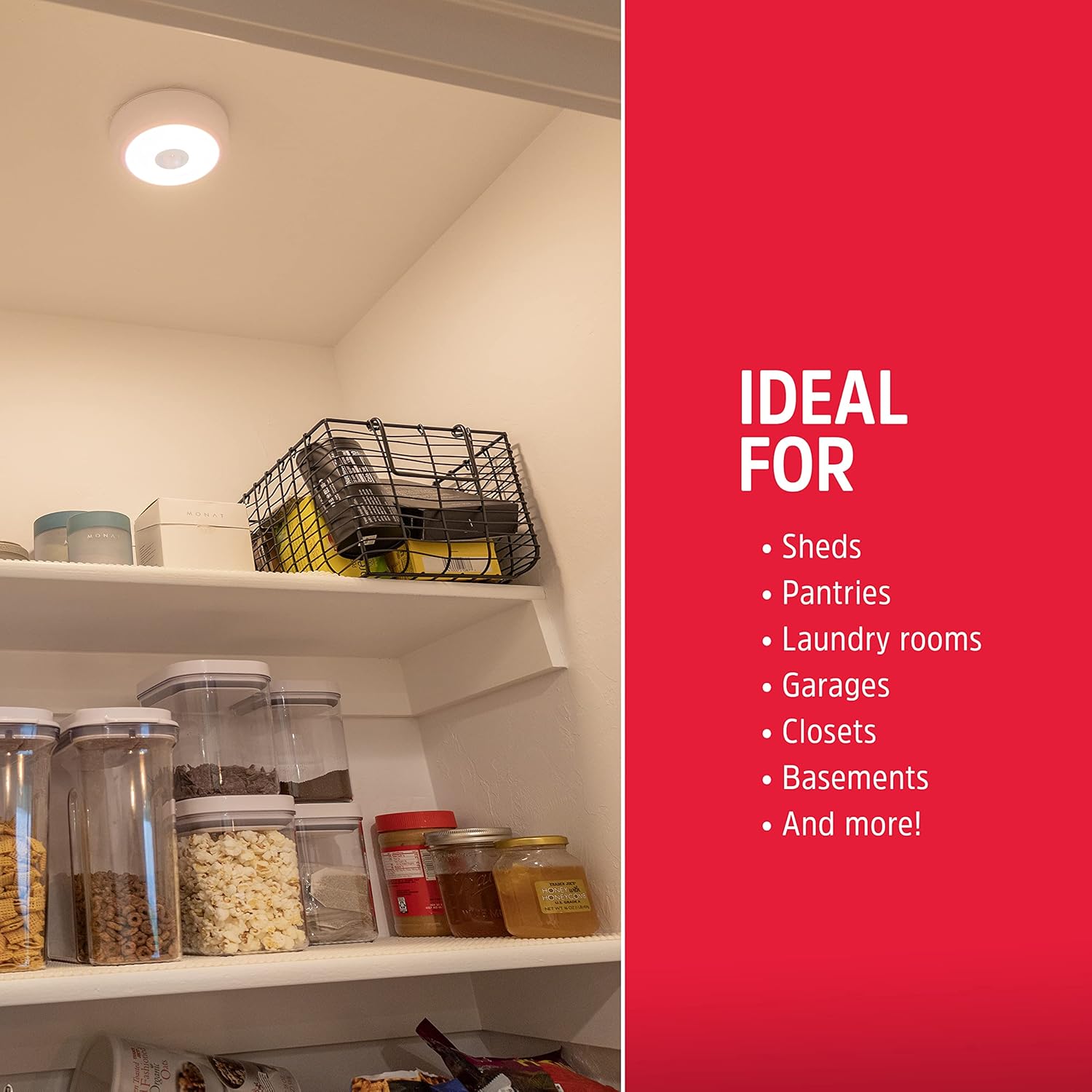 Motion Activated LED Ceiling Light, 2 Pack, Battery Operated, 100 Lumens, Wireless R528