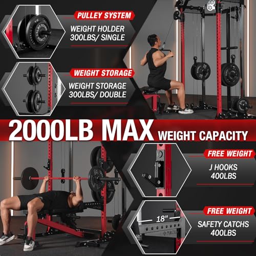 Power Cage Squat Rack with Cable Crossover System L45684