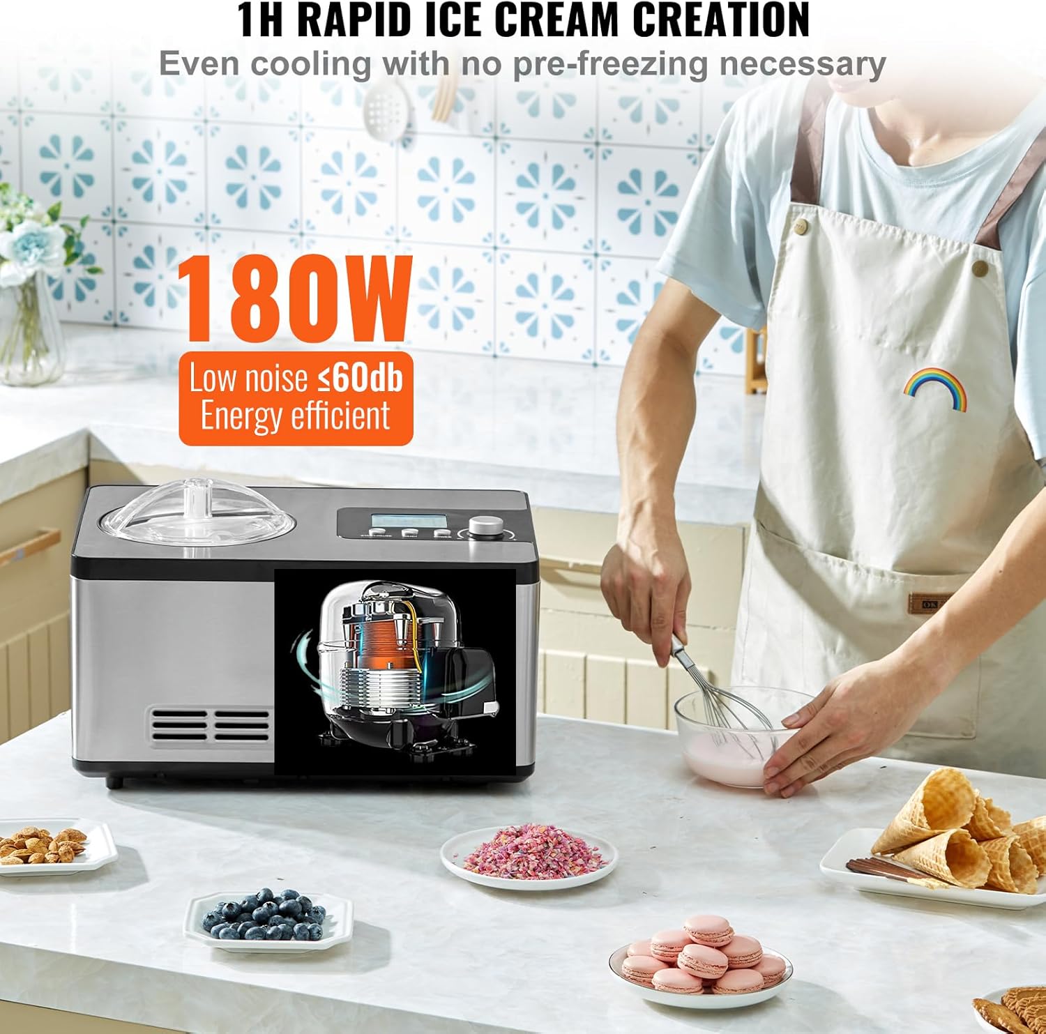 Stainless Steel Automatic Ice Cream Maker, 2 Quart D899