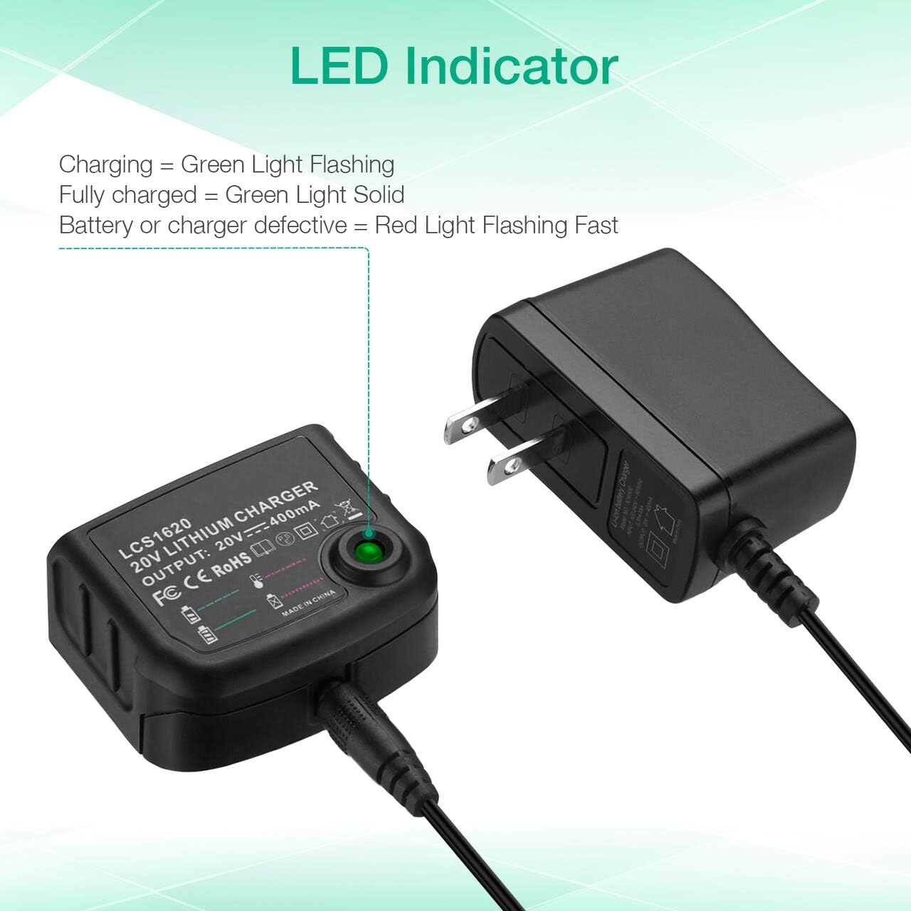 3.0Ah LBXR20 Battery 2Packs for Black & Decker 20V Max Li-ion Cordless Tool Q478372