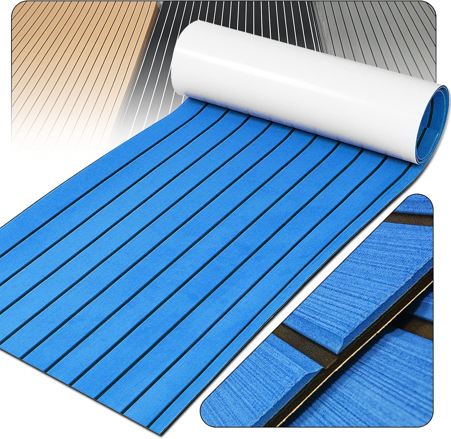 94.5''x35.4'' EVA Faux Teak Decking Sheet Pack of 2 E759639