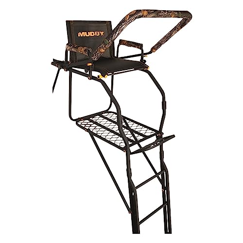 20' Tall Single Steel Ladder Tree Stand with Padded Shooting Rail E558967