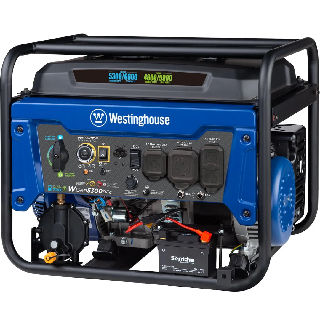 6600 Peak Watt Dual Fuel Portable Generator with Remote Electric Start U87256