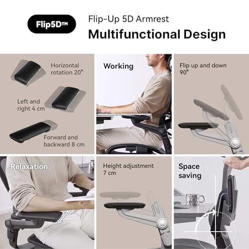 Ergonomic Office Chair with Footrest, Mesh Office Chair with Headrest (Gray, Medium) J952