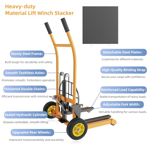 450 lbs Manual Winch Pallet Lift Truck with 36" Max Lift S6872