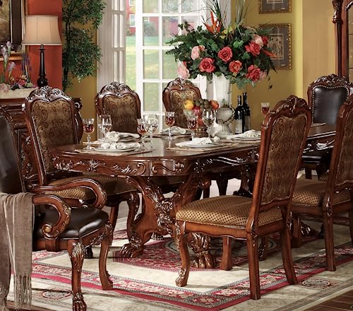 9pc Formal Dining Table Set with 6 Side Chairs and 2 Arm Chairs O496