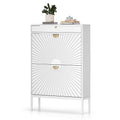 White Shoe Cabinet with 2 Drawers and Adjustable Shelf I3203