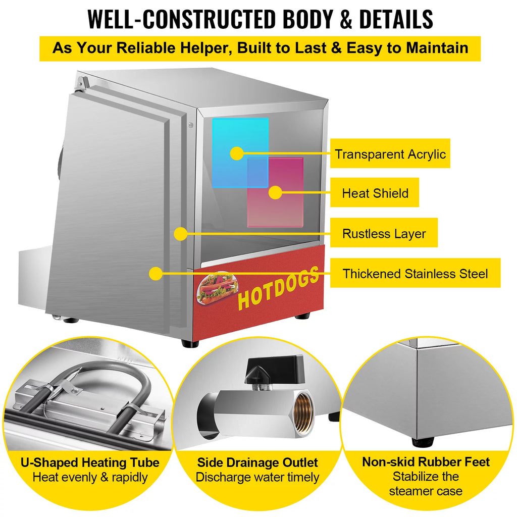 36L Stainless Steel Hot Dog Steamer R55693