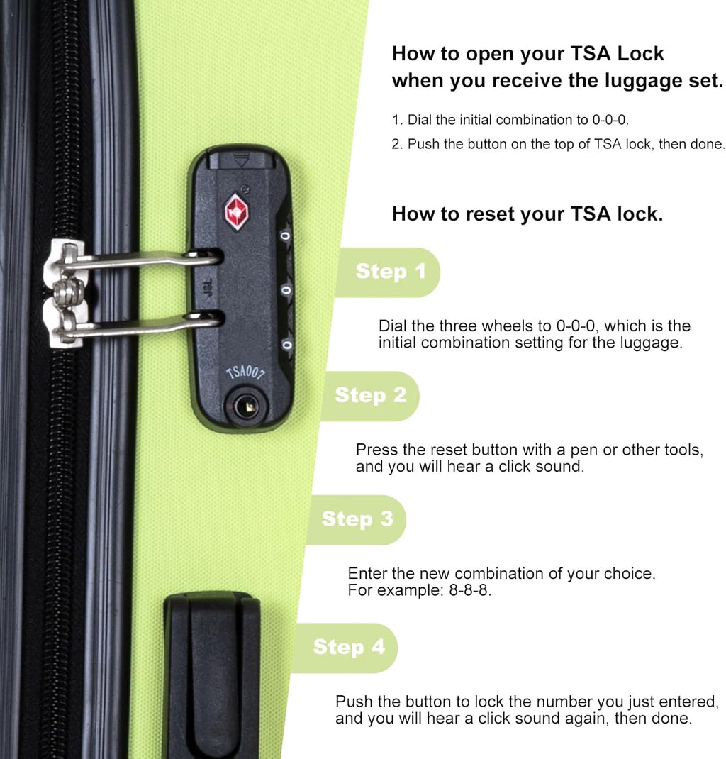 4 Piece Lightweight Luggage Set with TSA Lock & Spinner Wheels G6907