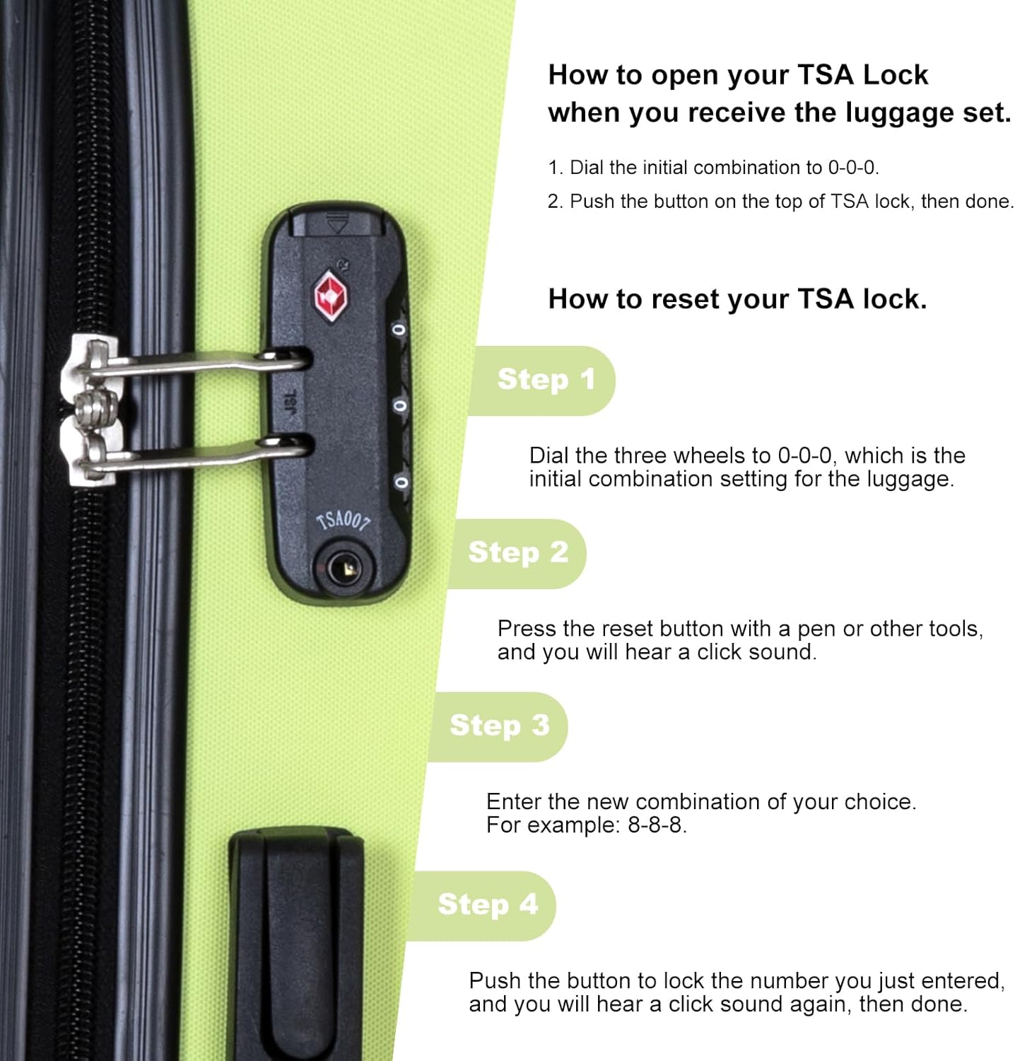 4 Piece Lightweight Luggage Set with TSA Lock & Spinner Wheels G6907