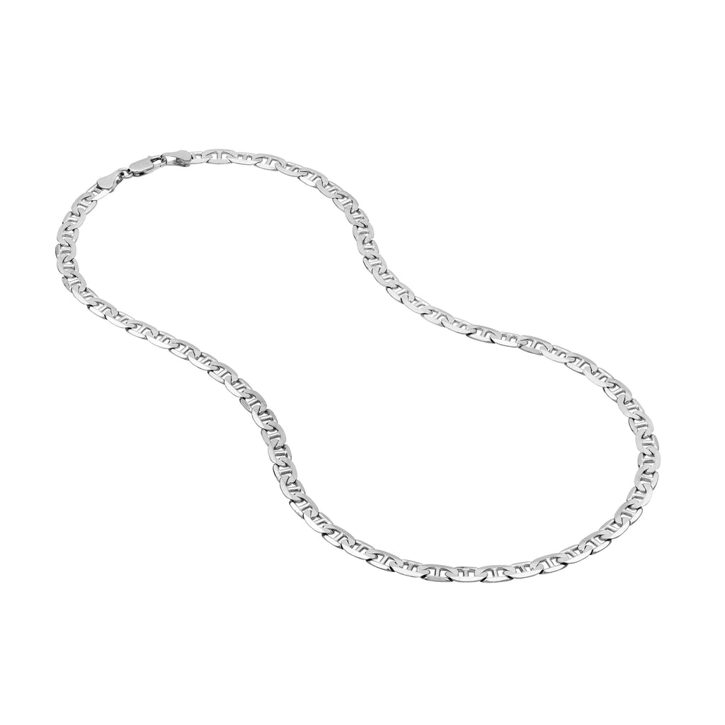 14K White Gold 18" 5.6mm Flat Mariner Chain Necklace A284322