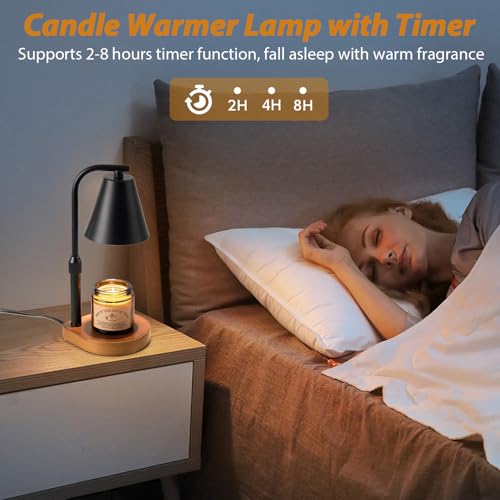White Adjustable Height Dimmable Candle Warmer Lamp with 2 Bulbs I395693