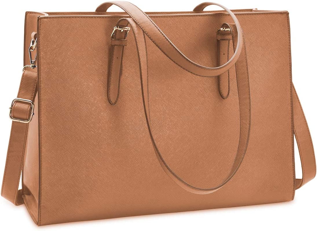 Brown Waterproof Leather 15.6 Inch Laptop Tote Bag L57166