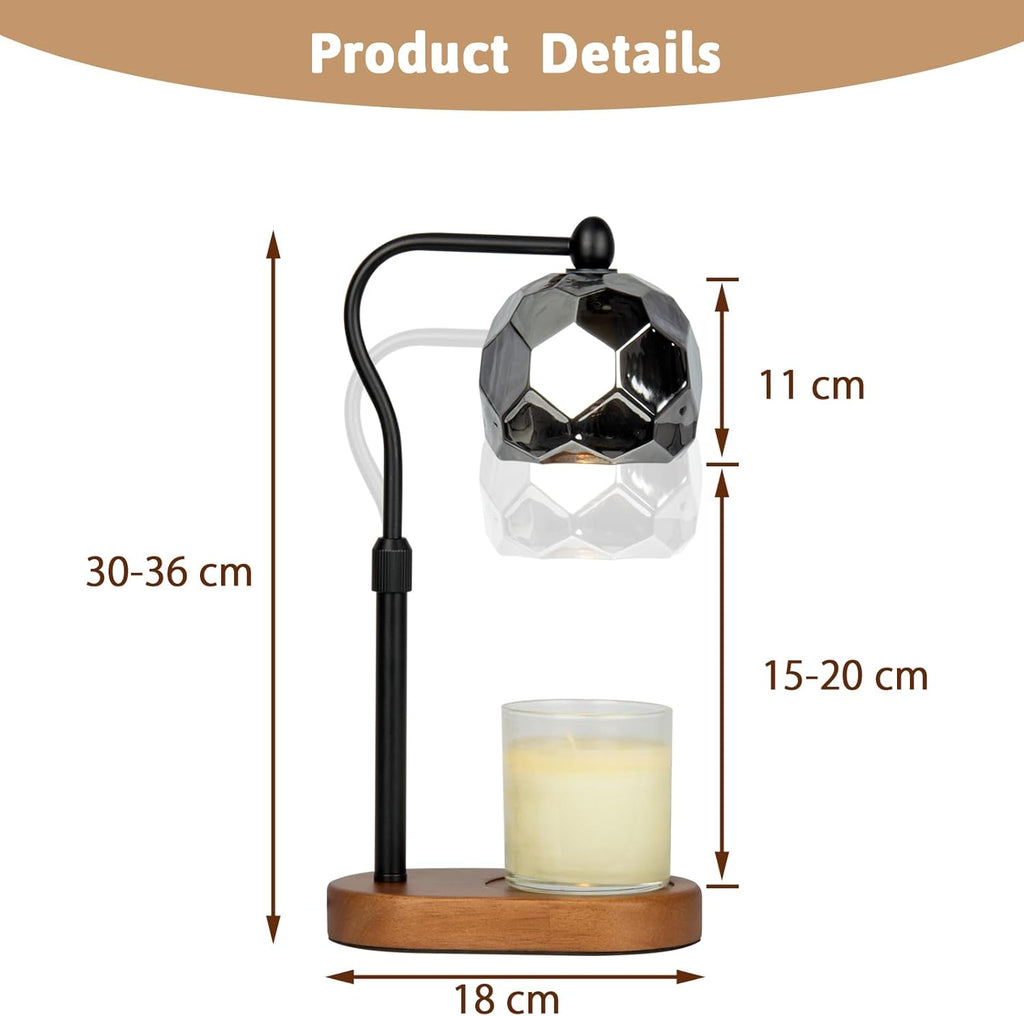 Candle Warmer Lamp with Timer, Adjustable Dimmer & Height, 2 Bulbs, Wooden Base Y950