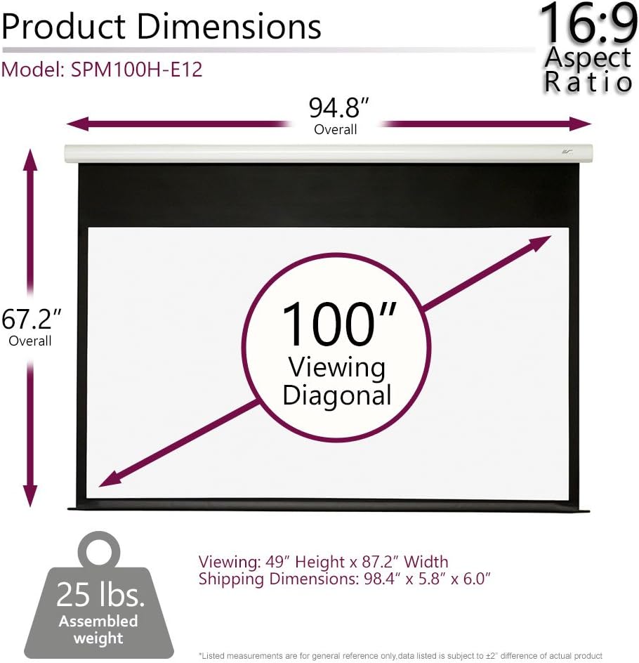100-inch 16:9 Electric Motorized Drop Down Projection Screen H3582