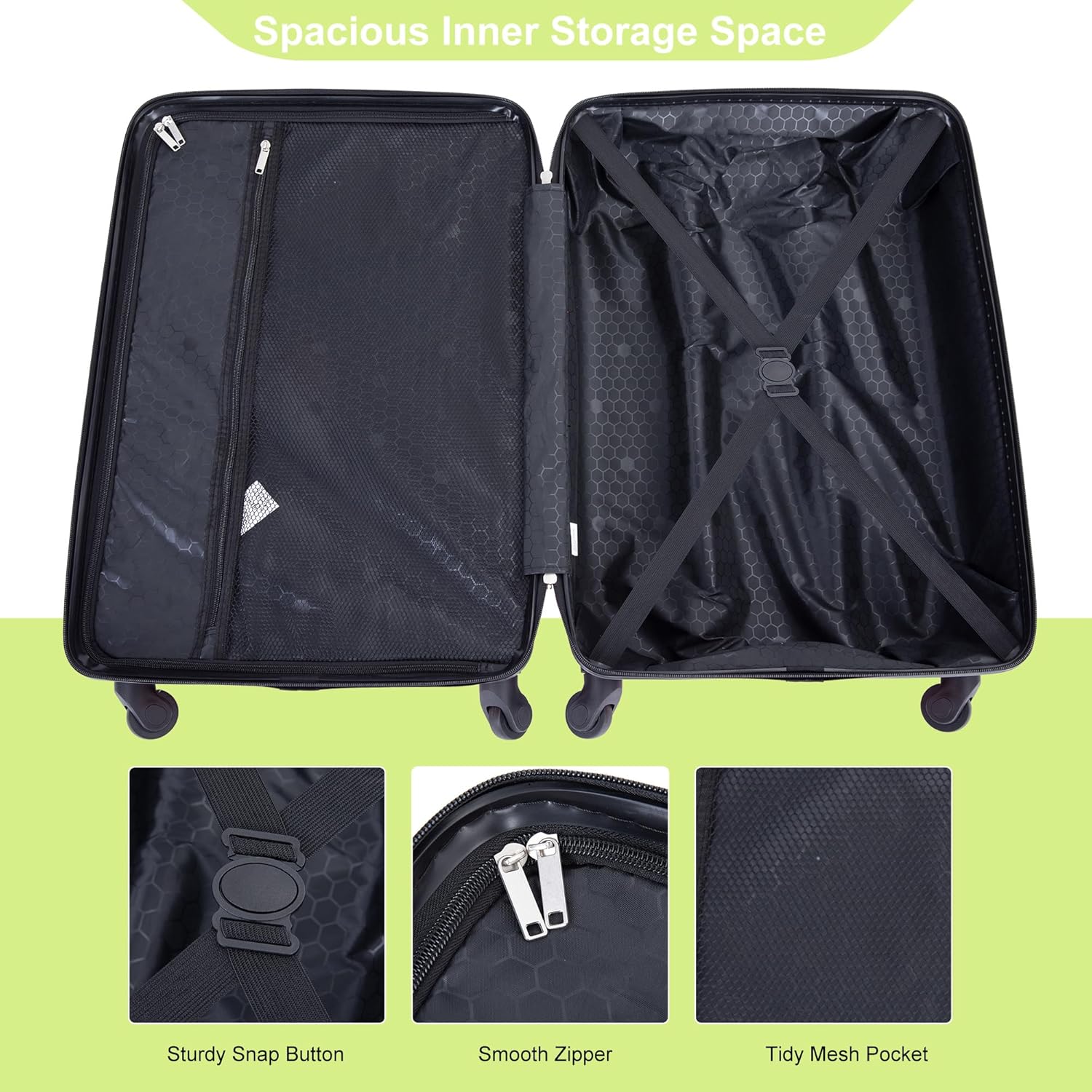 4 Piece Lightweight Luggage Set with TSA Lock & Spinner Wheels G6907