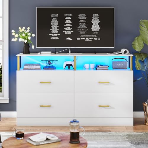 White 4 Drawer Wood Dresser F864