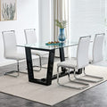 Glass Dining Table Set for 6 with Black Bracket Pedestal B507