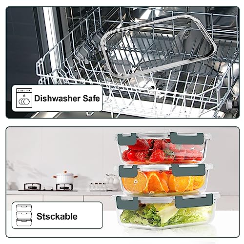 10 Pack Glass Meal Prep Containers with Lids J3816